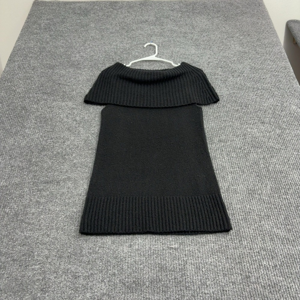 Ann Taylor Sweater Vest Womens MP Black Wool Blend Cowl Neck Rib Knit Classic